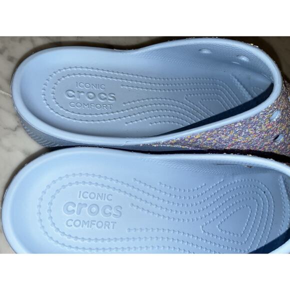 Crocs Women’s 9 Platform Slip On Moon Jelly Blue Glitter Excellent - Picture 4 of 14
